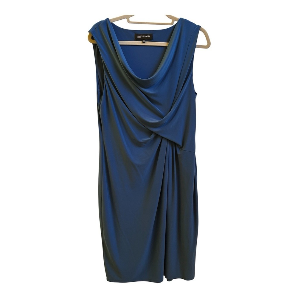 Jones New York Dress Women's Size 14 Blue Simply Comfortable Stretchy Knit Dress